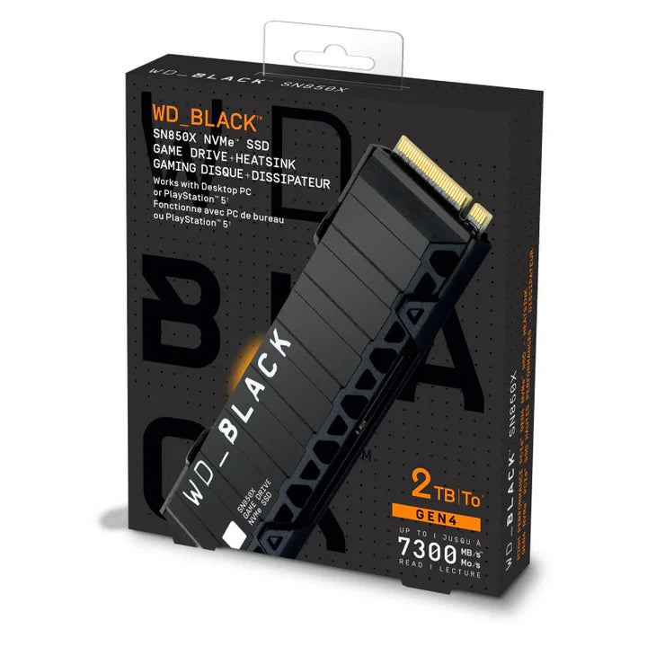 2TB NVMe SSD WD Black SN850X Gen4 Upto 7300Mb/s Heatsink WDS200T2XHE Western Digital