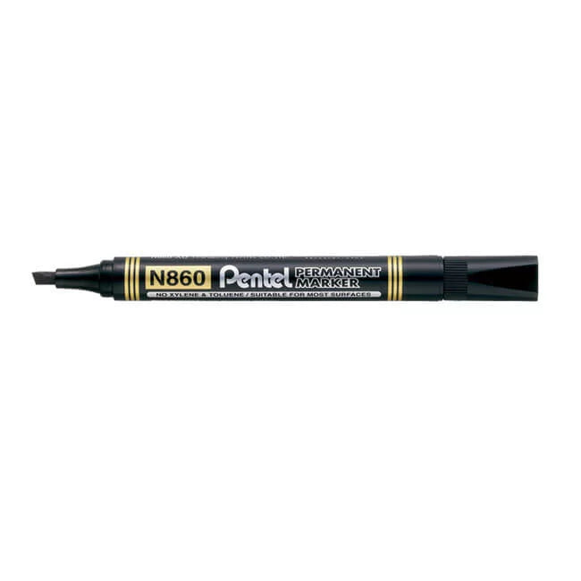 Pentel-N860-Permanent-Marker-Chisel-4.5Mm-Blue/Black ColorWaves