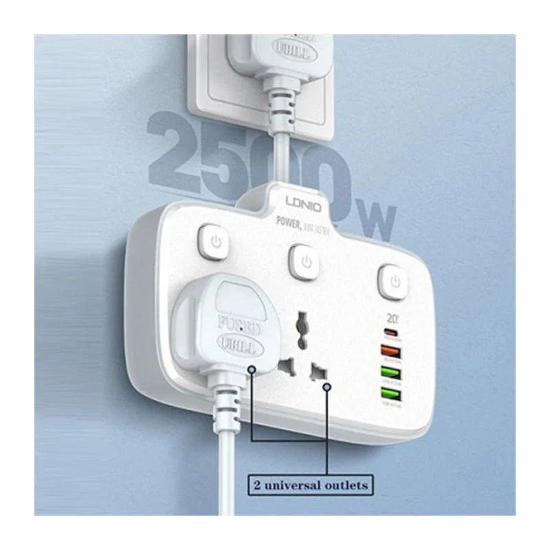 Ldnio Power Strip USB Socket - 2 Way / USB-A / USB-C / White Ldnio