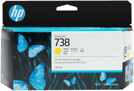HP 738 Yellow Design Jet Ink Cartridge 130ml HP