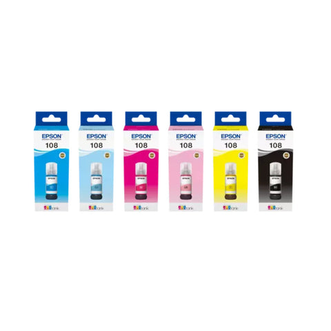 Epson 108 EcoTank Inks 6-Color set for Epson L18050 L8050 Printers Epson