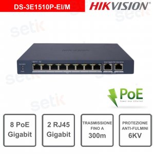 Hikvision 8 Port Gigabit Smart POE Switch DS-3E1510P-EI/M ColorWaves
