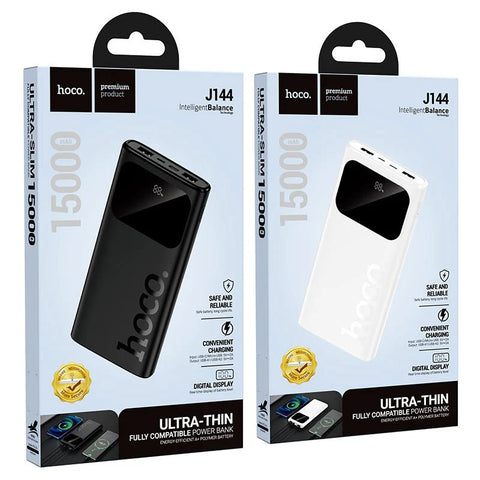 Hoco J144 15000mAh Ultra-Thin Dual USB Power Bank with Digital Display Hoco