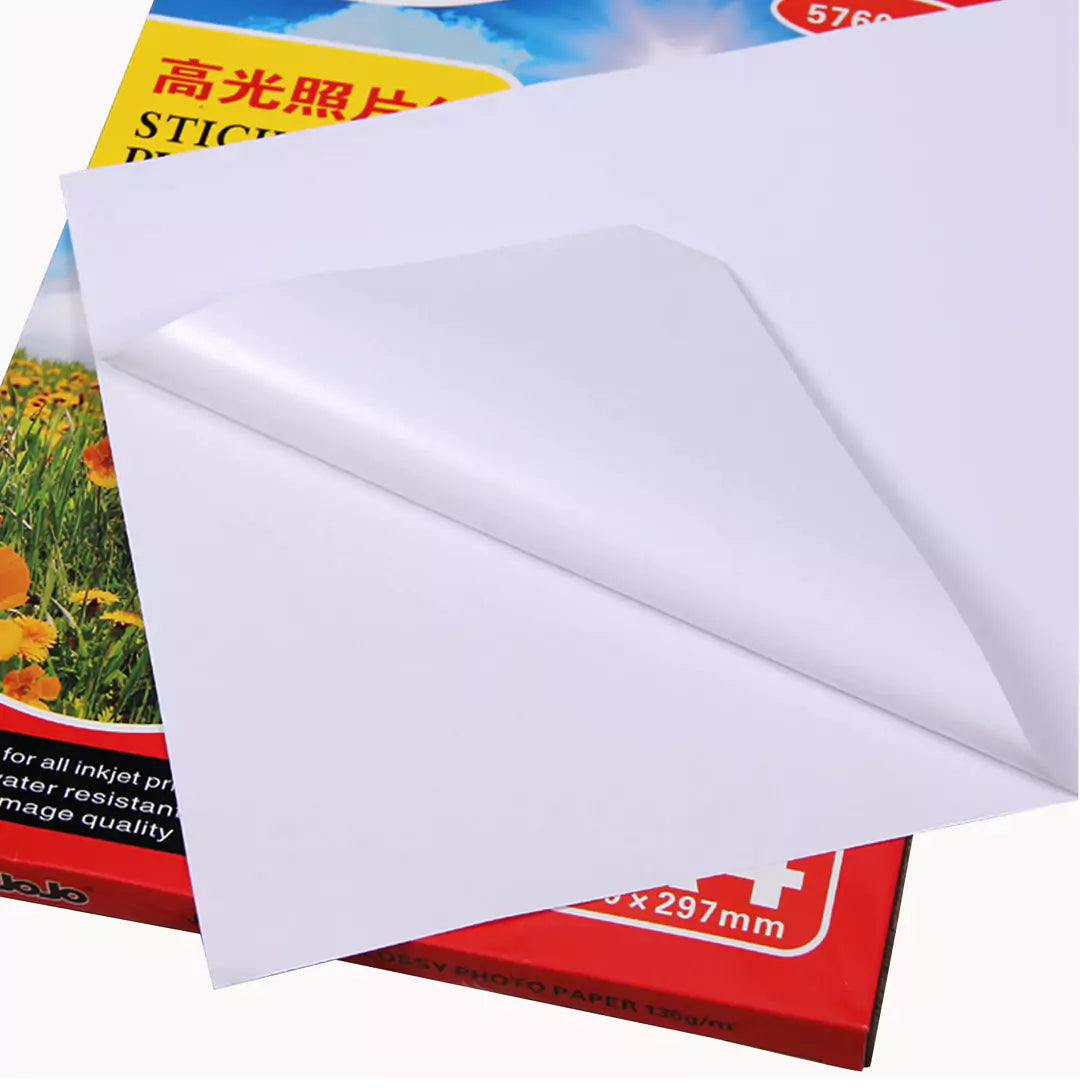 JoJo High-Gloss Adhesive Photo Paper A4 / 150g / 50 Sheets / Waterproof Inkjet Label Paper Jojo
