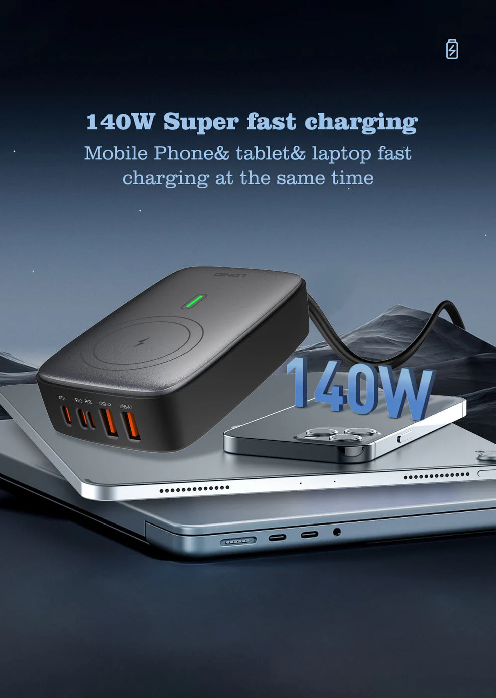 LDNIO 140W Multiport Desktop Charging Wireless Charger Q4010 Ldnio