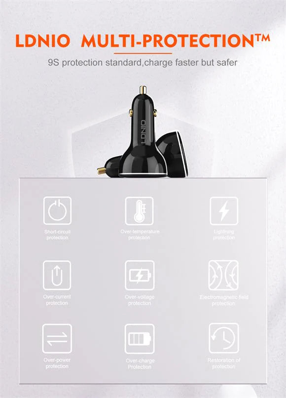 LDNIO 160W 3 USB Super Fast Car Charger C102 Ldnio