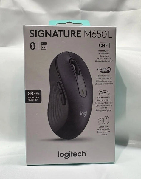 Logitech Signature M650L Wireless/Bluetooth Mouse, Silent Touch Graphite