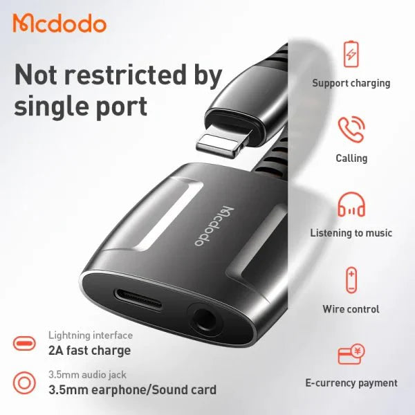 Mcdodo CA-6340 Lightning to Lightning and DC3.5mm  Audio Adapter Mcdodo