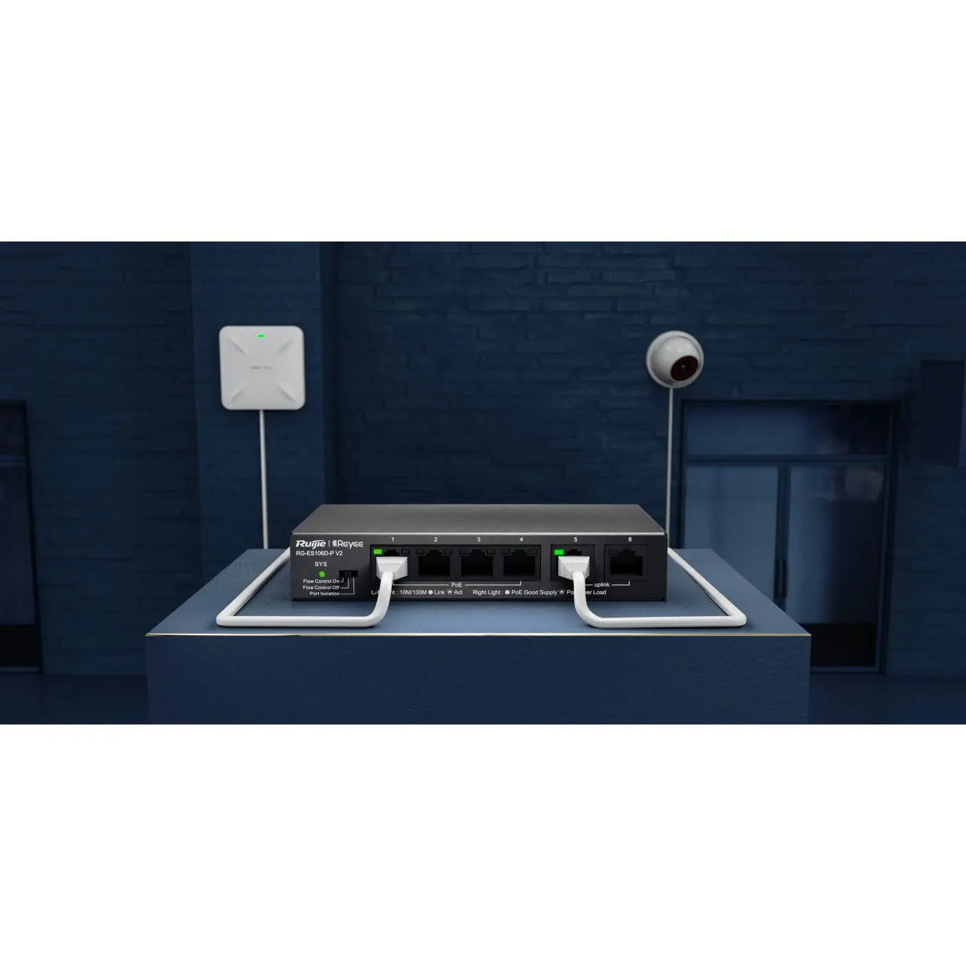 Reyee 6-Port 10/100Mbps Desktop Unmanaged Poe Switch Rg-Es106D-P Ruijie