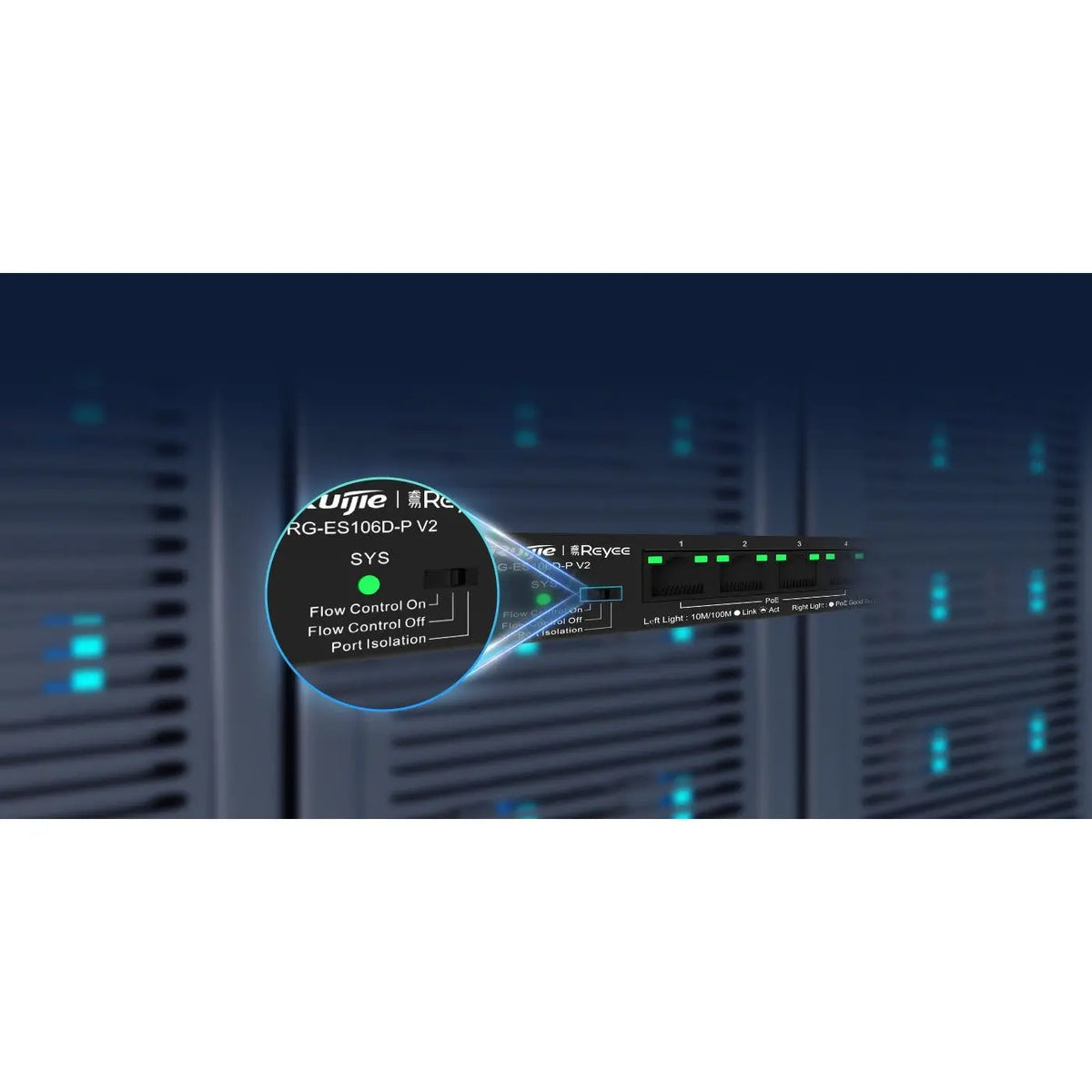 Reyee 6-Port 10/100Mbps Desktop Unmanaged Poe Switch Rg-Es106D-P Ruijie