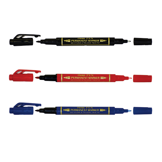 Pentel N75W Permanent Marker Twin Tip 12pcs/pkt ColorWaves