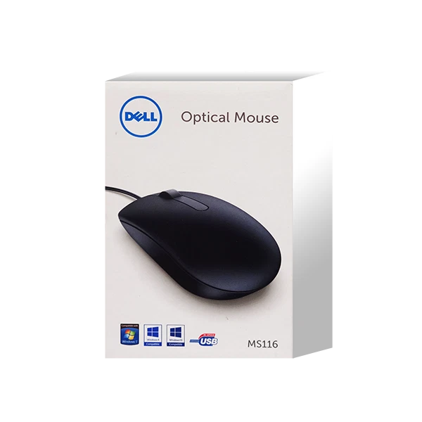 Dell MS116 Optical USB Mouse - 1000dpi / Optical / Wired / USB / Black - Mouse Dell