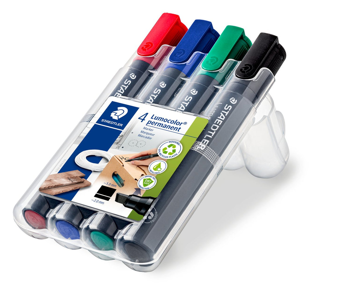 Staedtler Permanent Marker Chisel Tip Set Of 4 -350-Wp4 ColorWaves