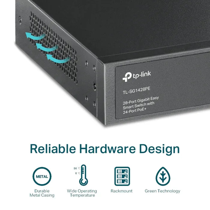TP-Link (TL-SG1428PE) 28-Port Gigabit Easy Smart Switch with 24-Port PoE+ - 56 Gbps / LAN TP-Link