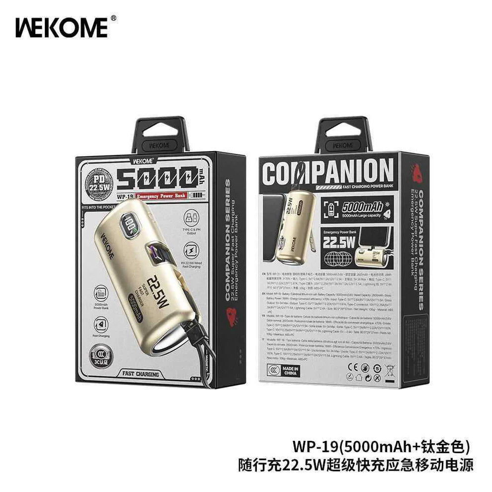 WEKOME WP-19 5000mAh Emergency Power Bank – Ultra Compact & Fast Wekome