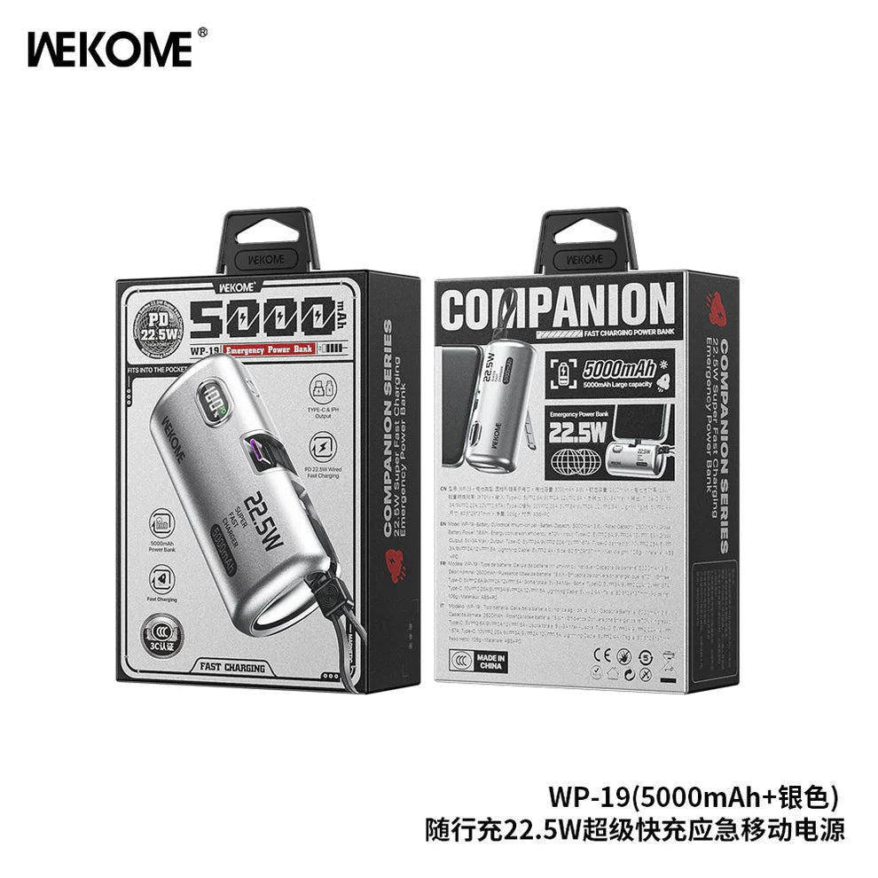 WEKOME WP-19 5000mAh Emergency Power Bank – Ultra Compact & Fast Wekome