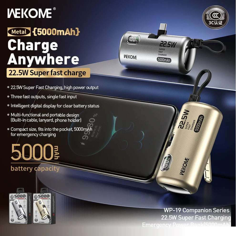 WEKOME WP-19 5000mAh Emergency Power Bank – Ultra Compact & Fast Wekome